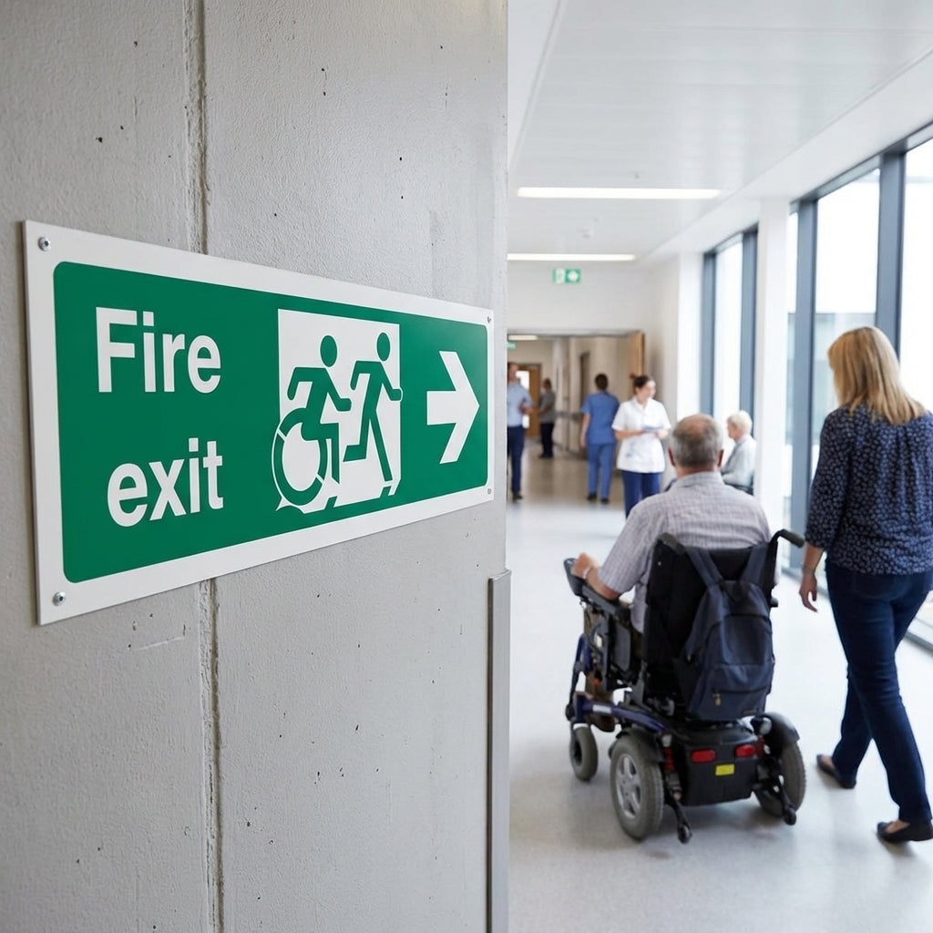 Disabled Fire Exit Sign – Arrow Right – Inclusive Design – Commercial