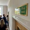 Fire Exit Arrow Left Sign – 300mm x 100mm – Polished Brass – Commercial Use