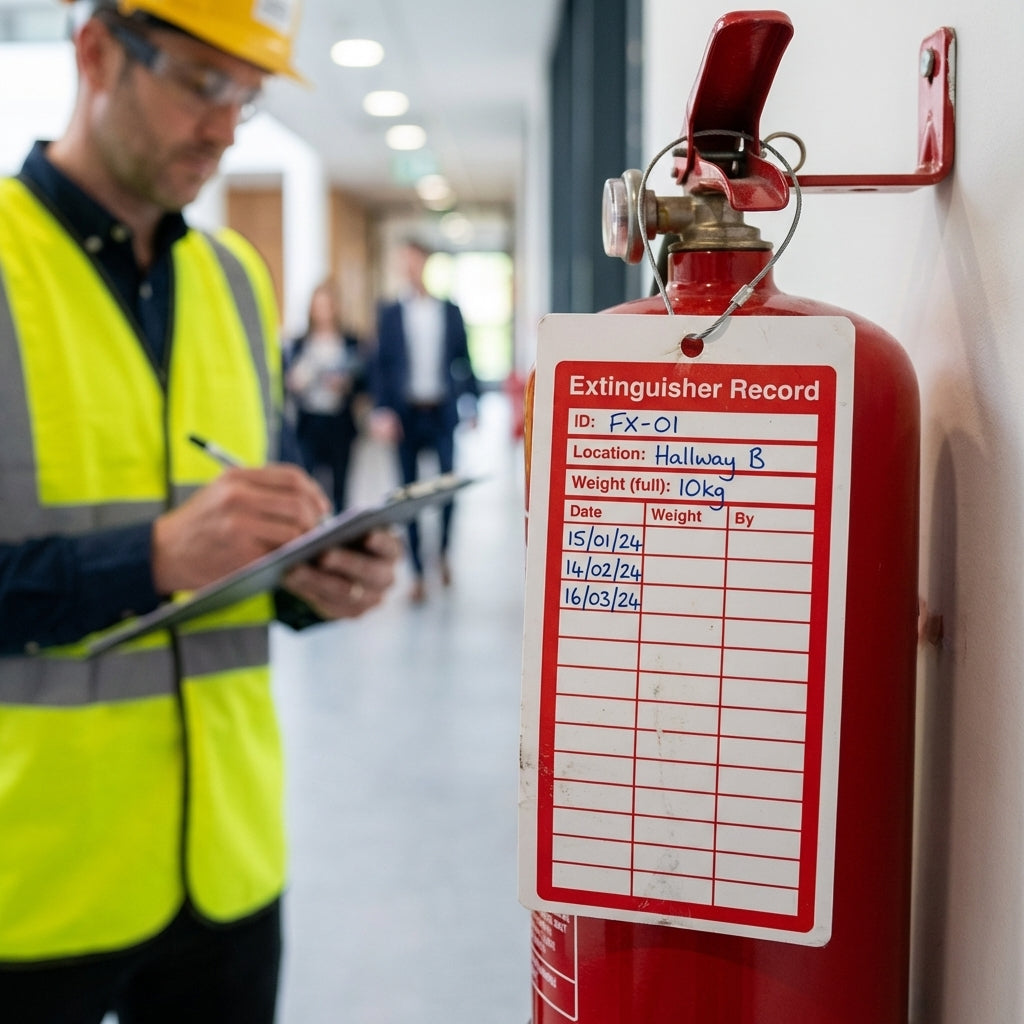 Fire Extinguisher Inspection Record Tags – 80mm x 150mm – Matt PVC – Compliance Use