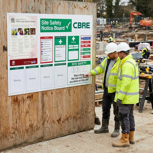 Site Safety Notice Board – 1370mm x 1000mm – Dry Wipe Laminate – Industrial Use