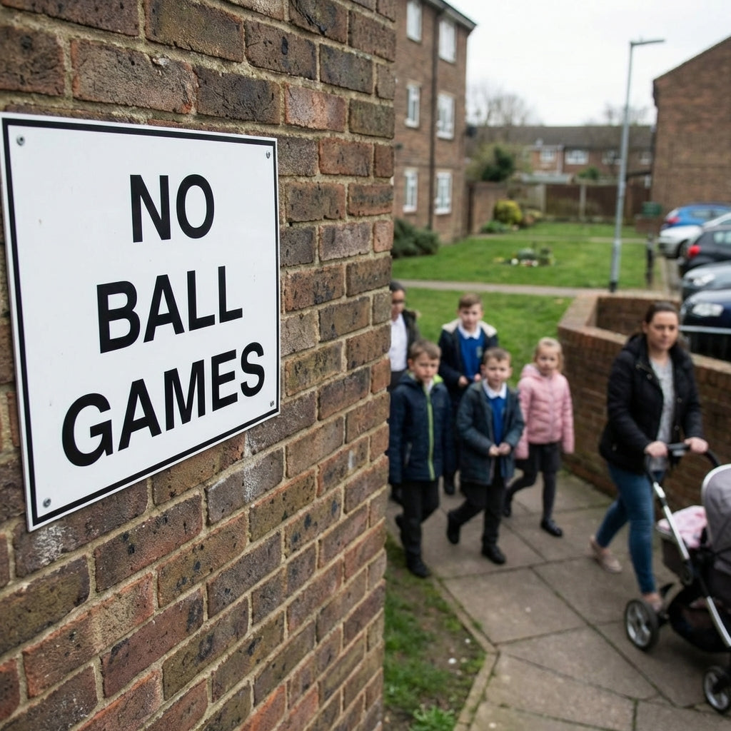 No Ball Games Sign – 1mm Rigid Plastic or Aluminium – Indoor/Outdoor Use