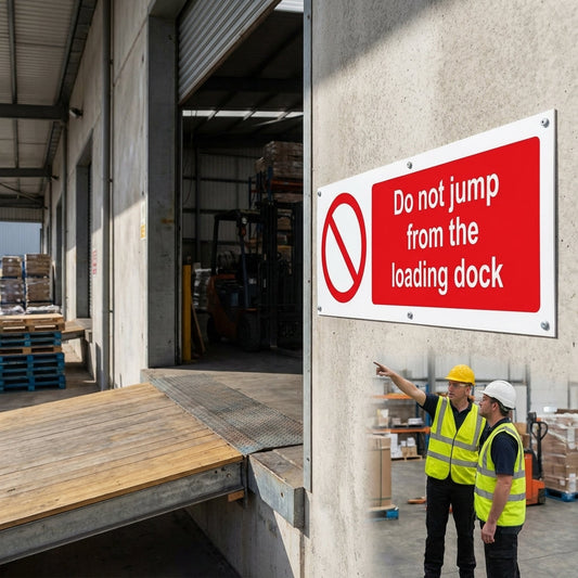 Do Not Jump from the Loading Dock Safety Sign – 1mm Rigid Plastic – Indoor/Outdoor Use