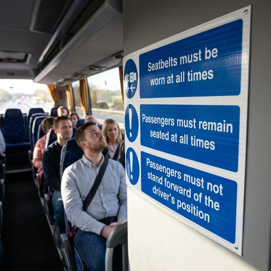 Seatbelt Compliance Sign – Customizable – ISO 7010 Standard – Workplace Safety