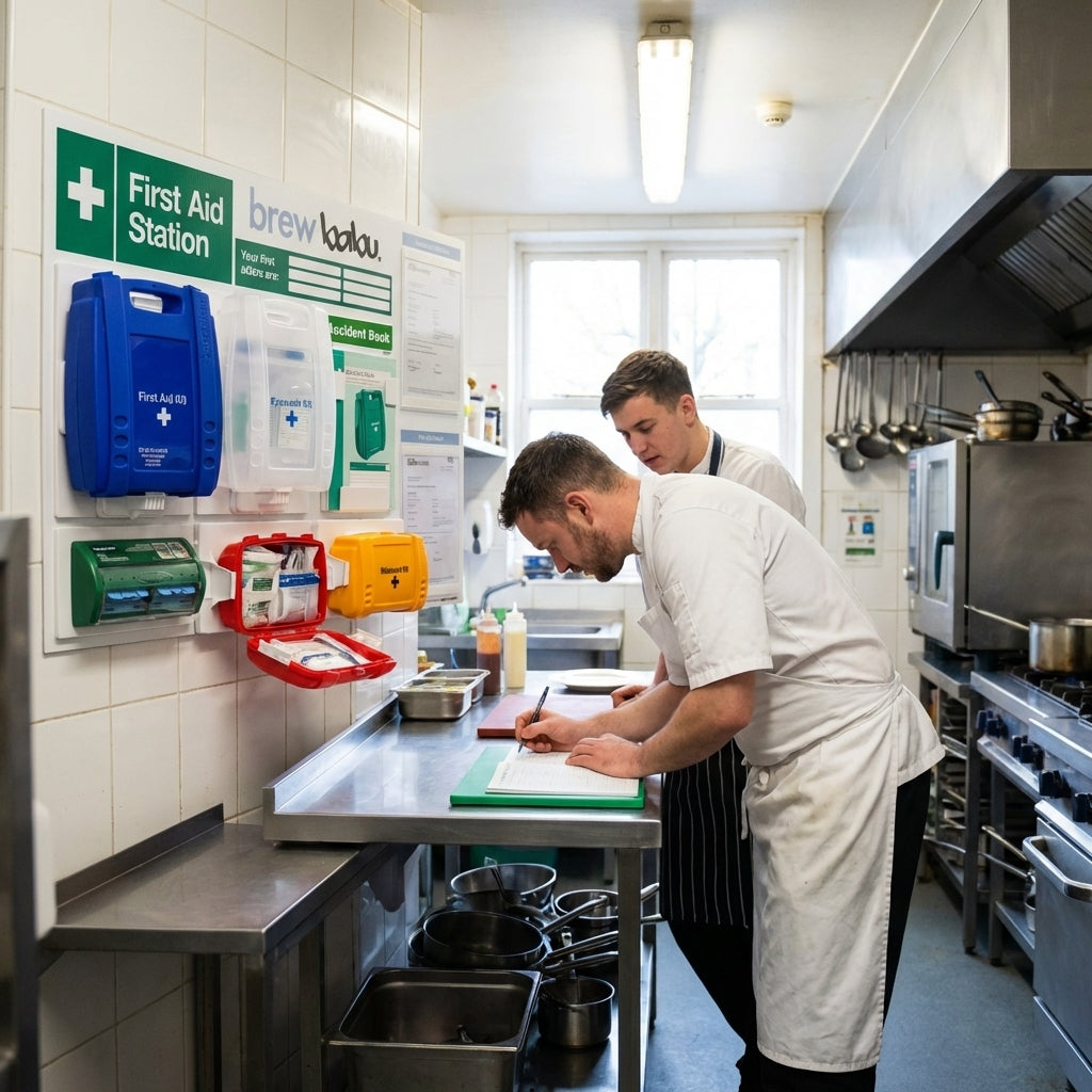Kitchen First Aid Station – 1100mm x 735mm – Durable Plastic – Kitchen & Catering Use