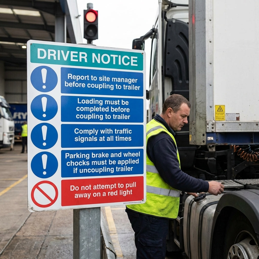 Driver Safety Notice Sign – 450mm x 600mm – Rigid Plastic – Industrial Use