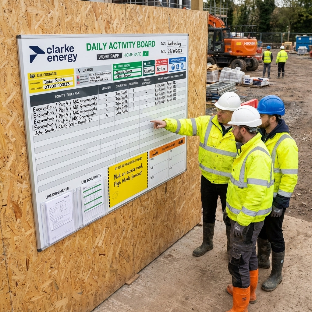 Site Safety Planning Magnetic Board – 1200mm x 1500mm – Dry Wipe – Industrial