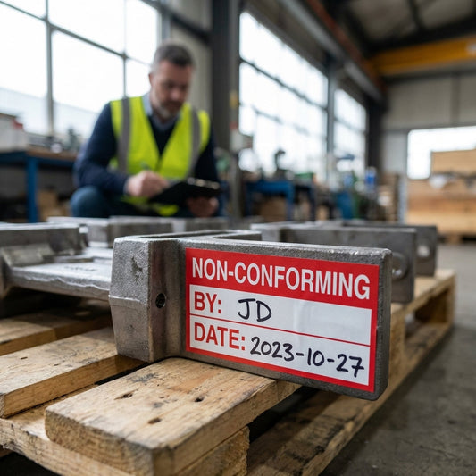 Non-Conforming Quality Control Labels (Roll of 100) – 50mm x 20mm – Self Adhesive Vinyl – Indoor Use