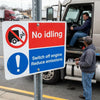 No Idling Safety Sign – 600mm x 450mm – Rigid Plastic – Indoor/Outdoor Use
