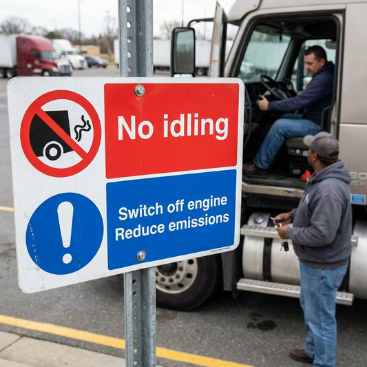 No Idling Safety Sign – 600mm x 450mm – Rigid Plastic – Indoor/Outdoor Use
