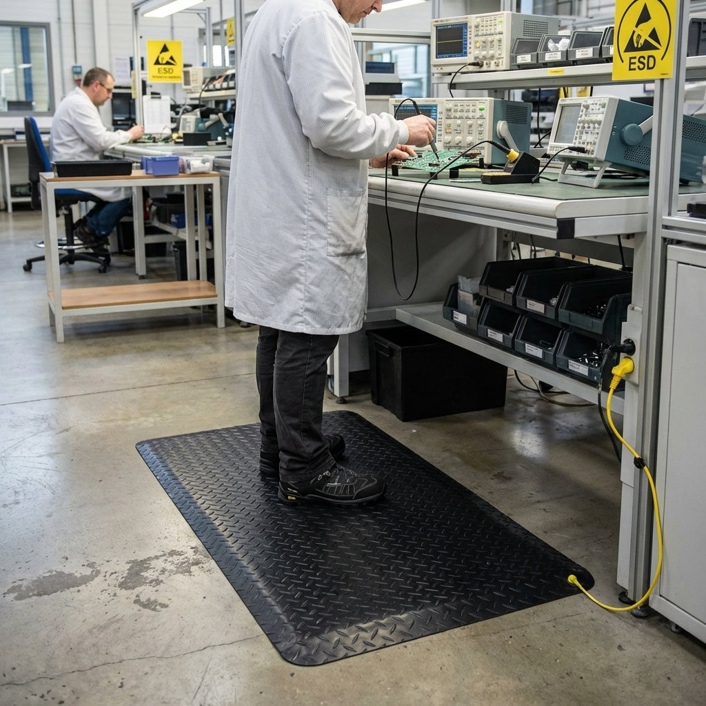 Anti-Static Workstation Matting – 14mm Thick – Industrial Grade – Workplace Safety