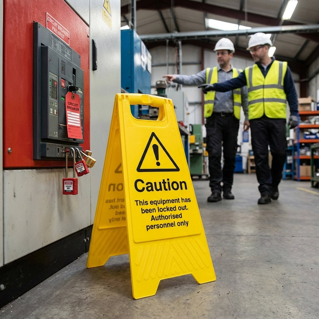 Caution Equipment Locked Out Sign – 300mm x 600mm – Polypropylene – Indoor/Outdoor Use