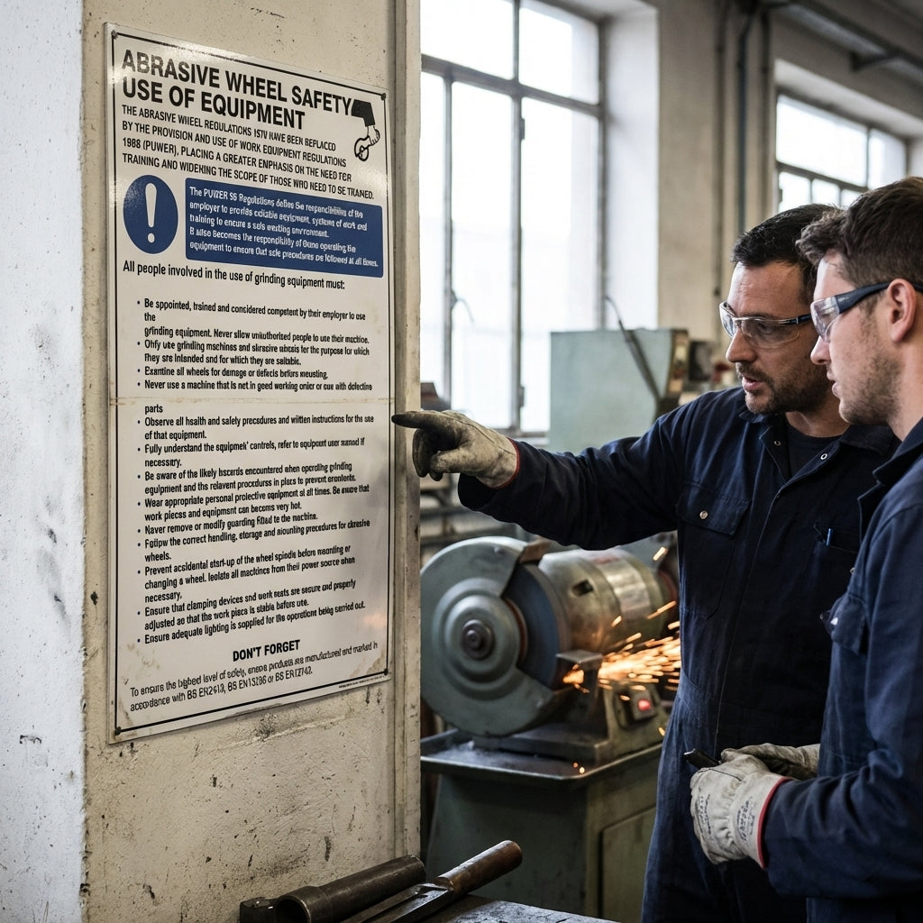 Abrasive Wheel Regulations Poster – 400mm x 600mm – Rigid Plastic – Indoor/Outdoor Use