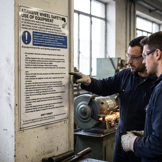 Abrasive Wheel Regulations Poster – 400mm x 600mm – Rigid Plastic – Indoor/Outdoor Use