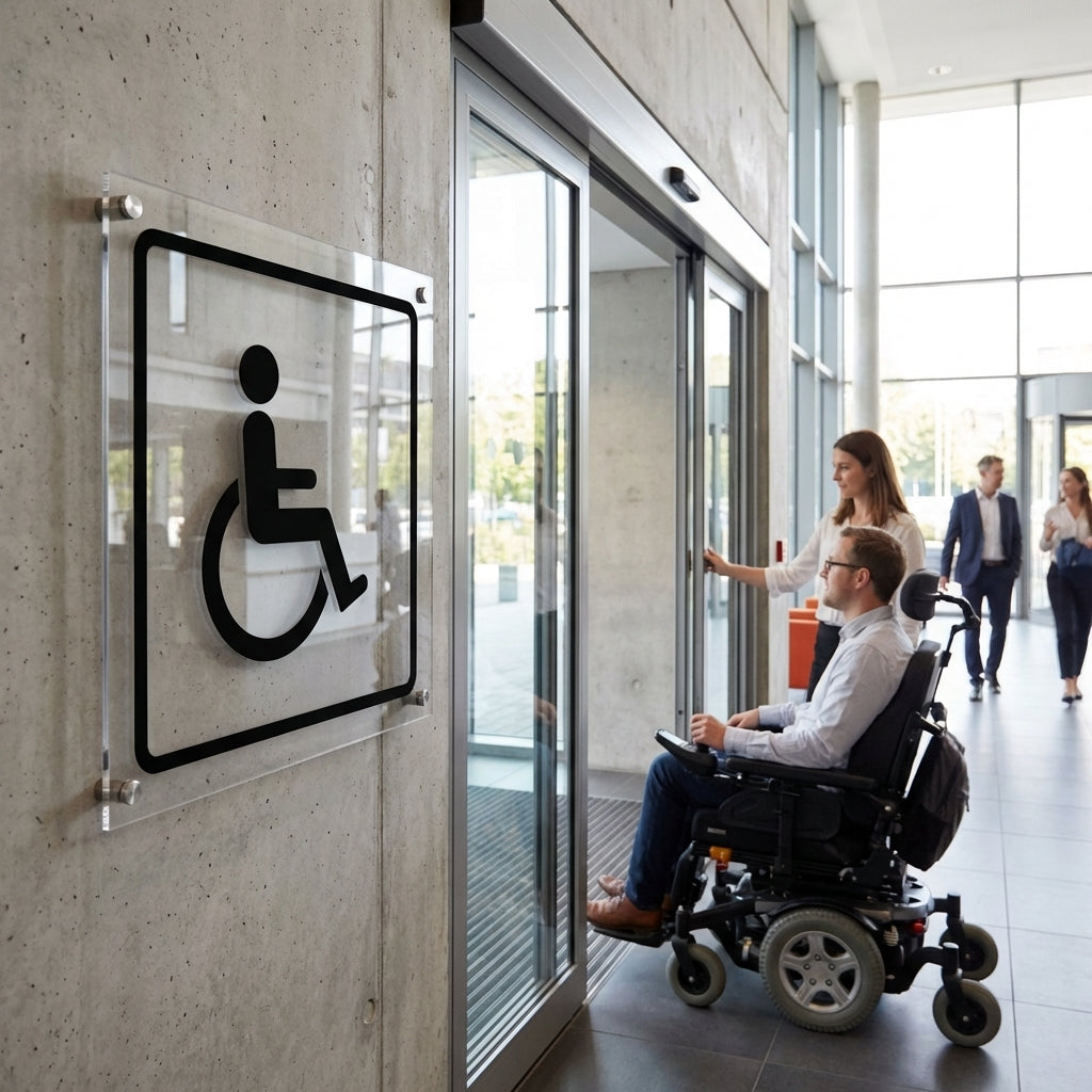 Disabled Symbol Sign – 200mm x 200mm – Clear Acrylic – Indoor/Outdoor