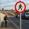 Pedestrians Prohibited Reflective Traffic Sign (Class RA1) – 600mm Diameter – Aluminium Composite RA1 – Outdoor Use