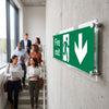 Fire Exit Down Sign – 450mm x 150mm – Clear Acrylic – Indoor/Outdoor Use