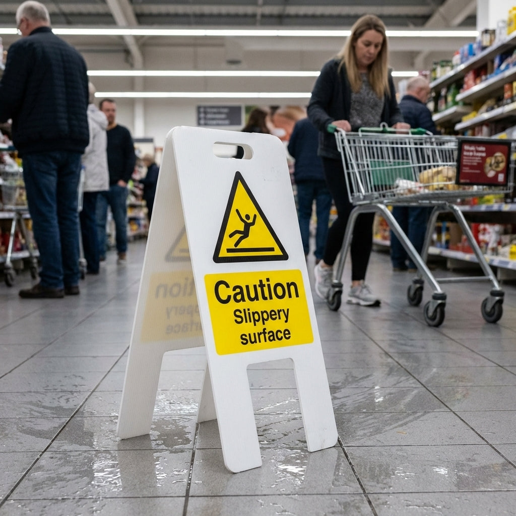 Caution Slippery Surface Sign – 300mm x 600mm – Fluted Polypropylene – Indoor/Outdoor Use