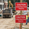 Caution Construction Traffic Sign – 1mm Rigid Plastic & Aluminium – Indoor/Outdoor Use