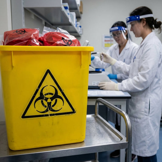 Biohazard Symbol Labels – 50mm x 50mm – Self Adhesive Vinyl – Indoor/Outdoor Use