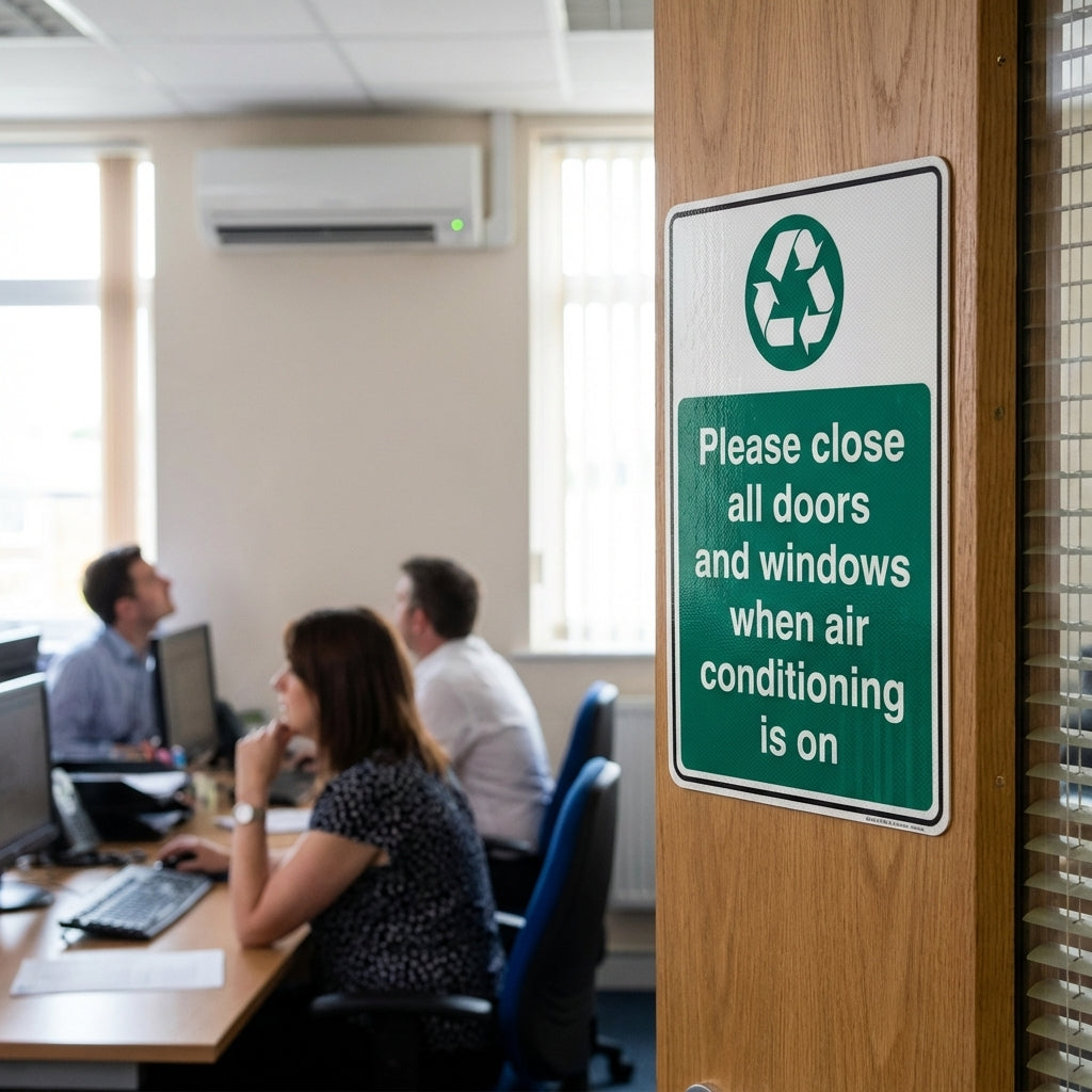 Air Conditioning Sign – Rigid Plastic – Durable & UV Resistant – Indoor/Outdoor