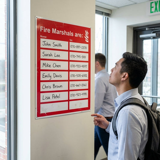 Fire Marshal Custom Signs – Space for 6 Names – Safety Use