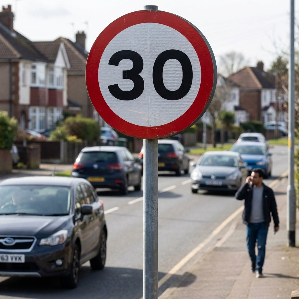 30mph Reflective Traffic Sign – 600mm Diameter – Aluminium Composite – Road Safety (Class R2)