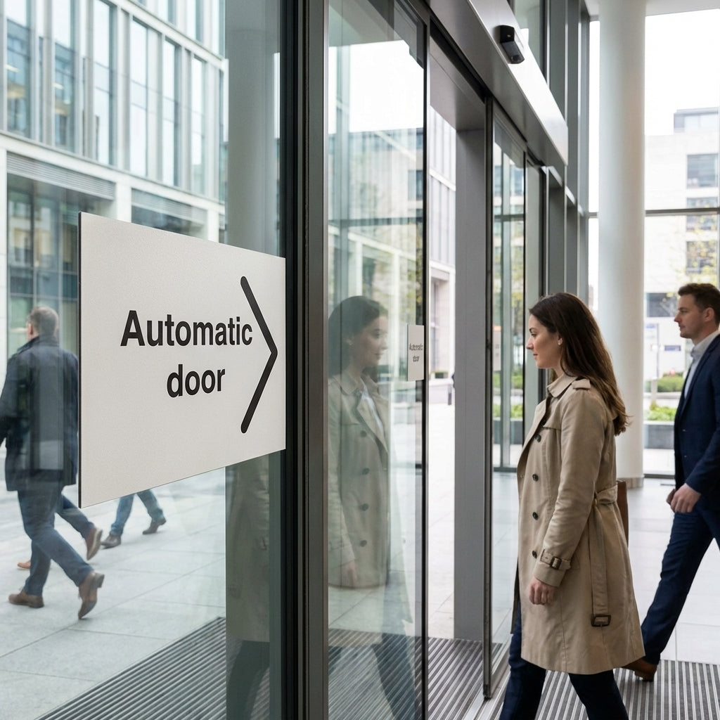 Automatic Door Signs – Slide to Right – Self-Adhesive Vinyl – Indoor Use