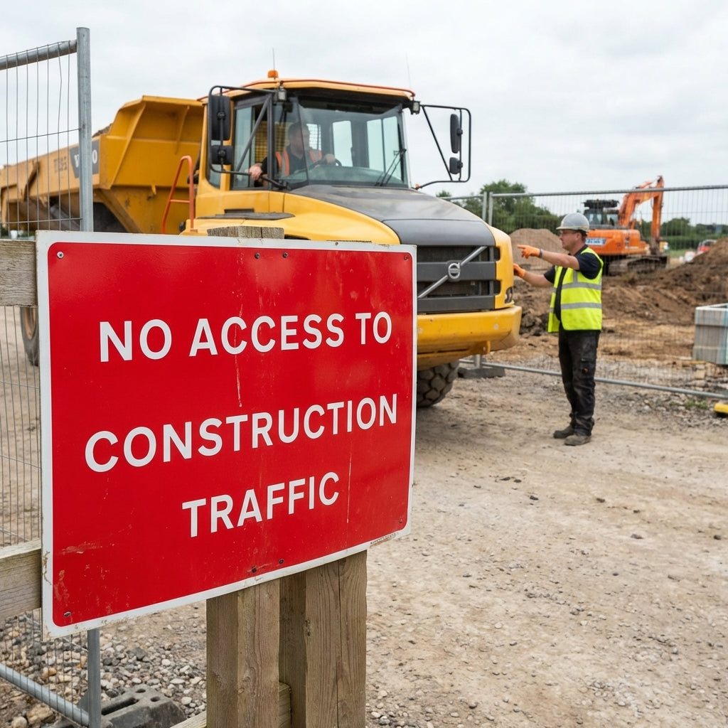 No Access Construction Sign – 600mm x 450mm – Rigid Plastic – Indoor/Outdoor Use