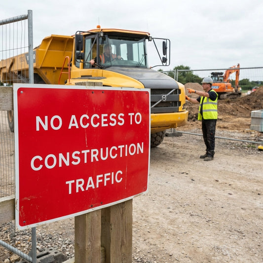 No Access Construction Sign – 600mm x 450mm – Rigid Plastic – Indoor/Outdoor Use
