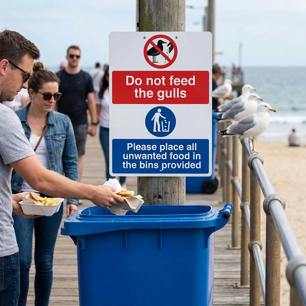 Safety Sign – Do Not Feed The Gulls – 1mm Rigid Plastic – Indoor/Outdoor Use