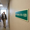 Room Number ID Signs with Arrow Left – 450mm x 150mm – Glow-in-the-Dark – Multi-Storey Buildings
