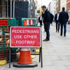 Pedestrians Use Other Footway Pedestrian Cone Sign – 600mm x 450mm – Reflective Polypropylene – Traffic Control