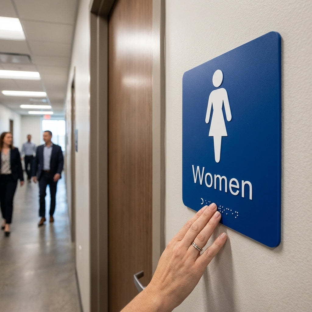 Braille Women Sign – 150mm x 150mm – 1.5mm PVC with Adhesive – Indoor Use