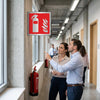 Fire Extinguisher Symbol Sign – 175mm x 175mm – Brushed Aluminium – Commercial Use