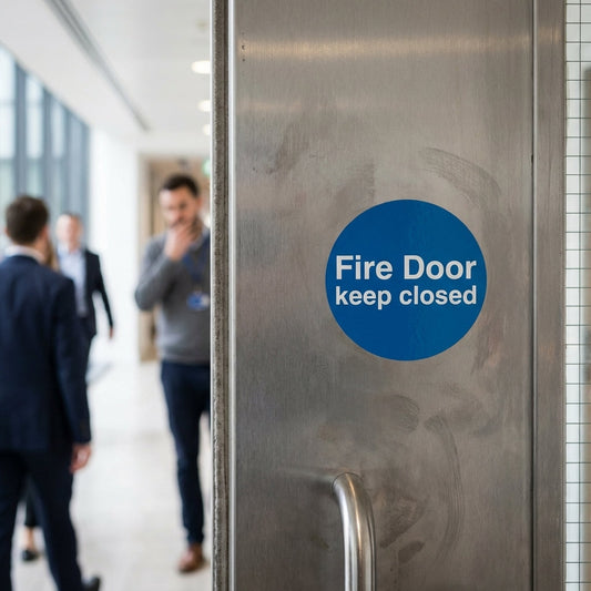 Fire Door Keep Closed Labels – Sheet of 6 – Self-Adhesive Vinyl – Indoor Use