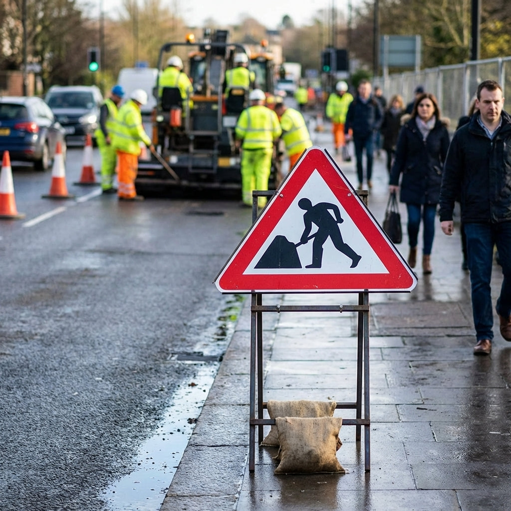 Temporary Traffic Sign – 750mm Triangle – Polypropylene – Road Works