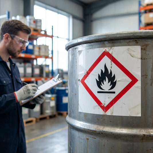 Flammable GHS Label – 1mm Rigid Plastic – Indoor/Outdoor Use