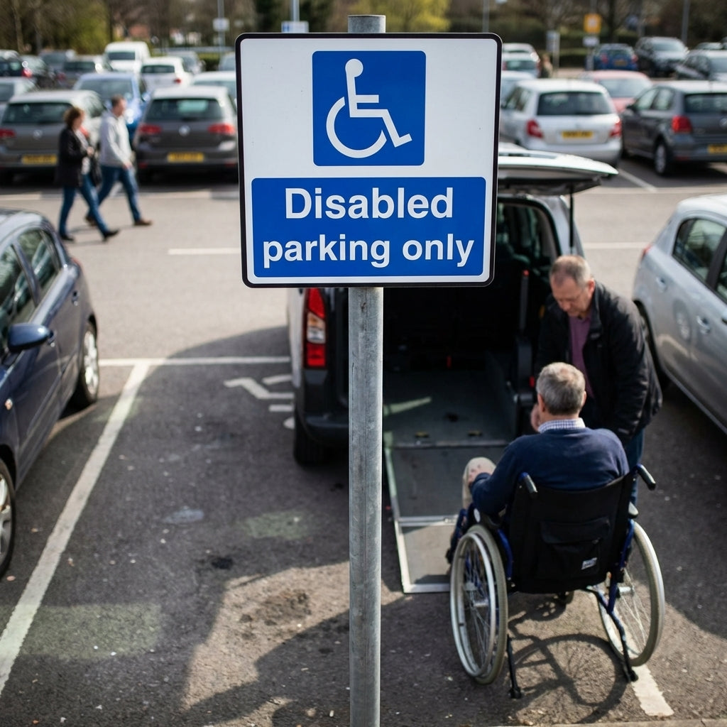 Disabled Parking Only Sign – 1mm Rigid Plastic – Indoor/Outdoor Use