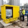 Steel Covered Double IBC Pallet – Yellow – Lockable Doors – Industrial