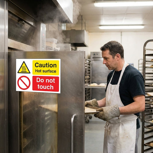 Caution Hot Surface Safety Signs – 1mm Rigid Plastic – Indoor/Outdoor