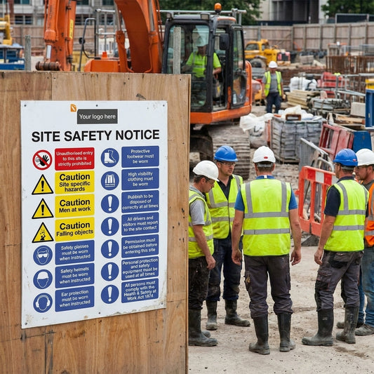 Site Safety Notice Sign – Custom Logo – Durable Correx – Industrial Use