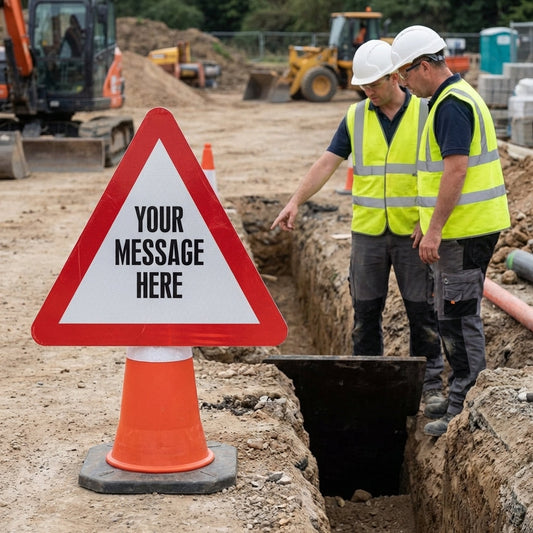 Reflective Cone Sign – 750mm Triangle – Polypropylene – Road Safety