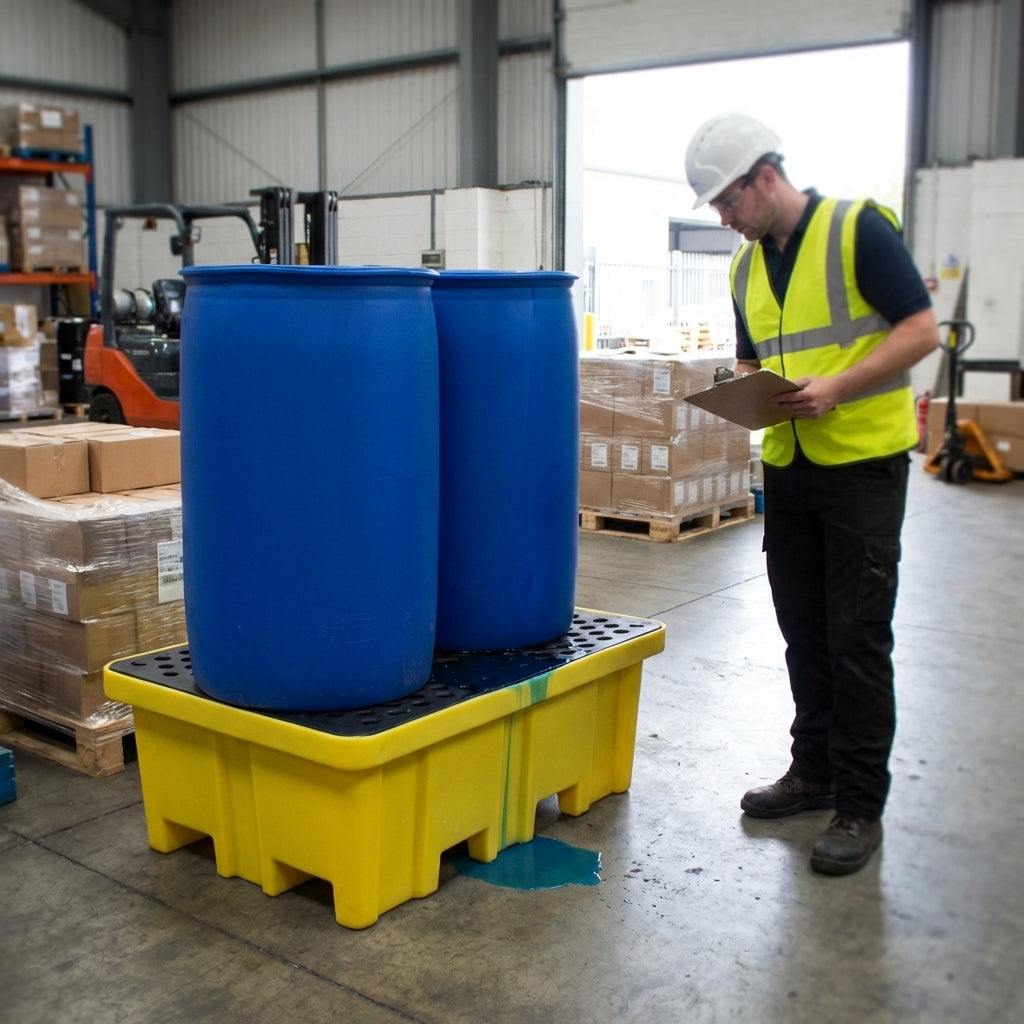 2 Drum Spill Containment Pallet – 1220 x 820 x 450mm – Polyethylene – Industrial Use