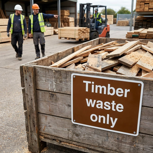 Timber Waste Recycling Sign – 1mm Rigid Plastic – Indoor/Outdoor Use