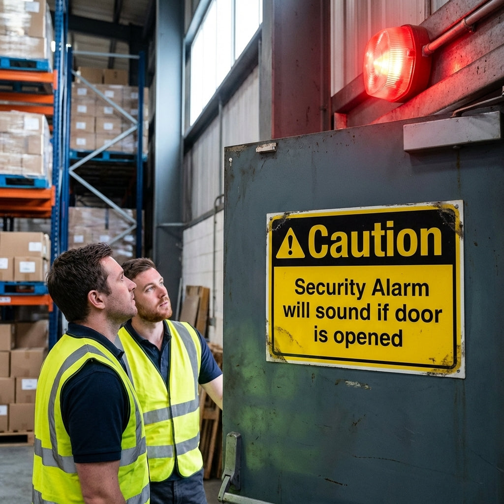 Security Alarm Warning Sign – 1mm Rigid Plastic – Indoor/Outdoor