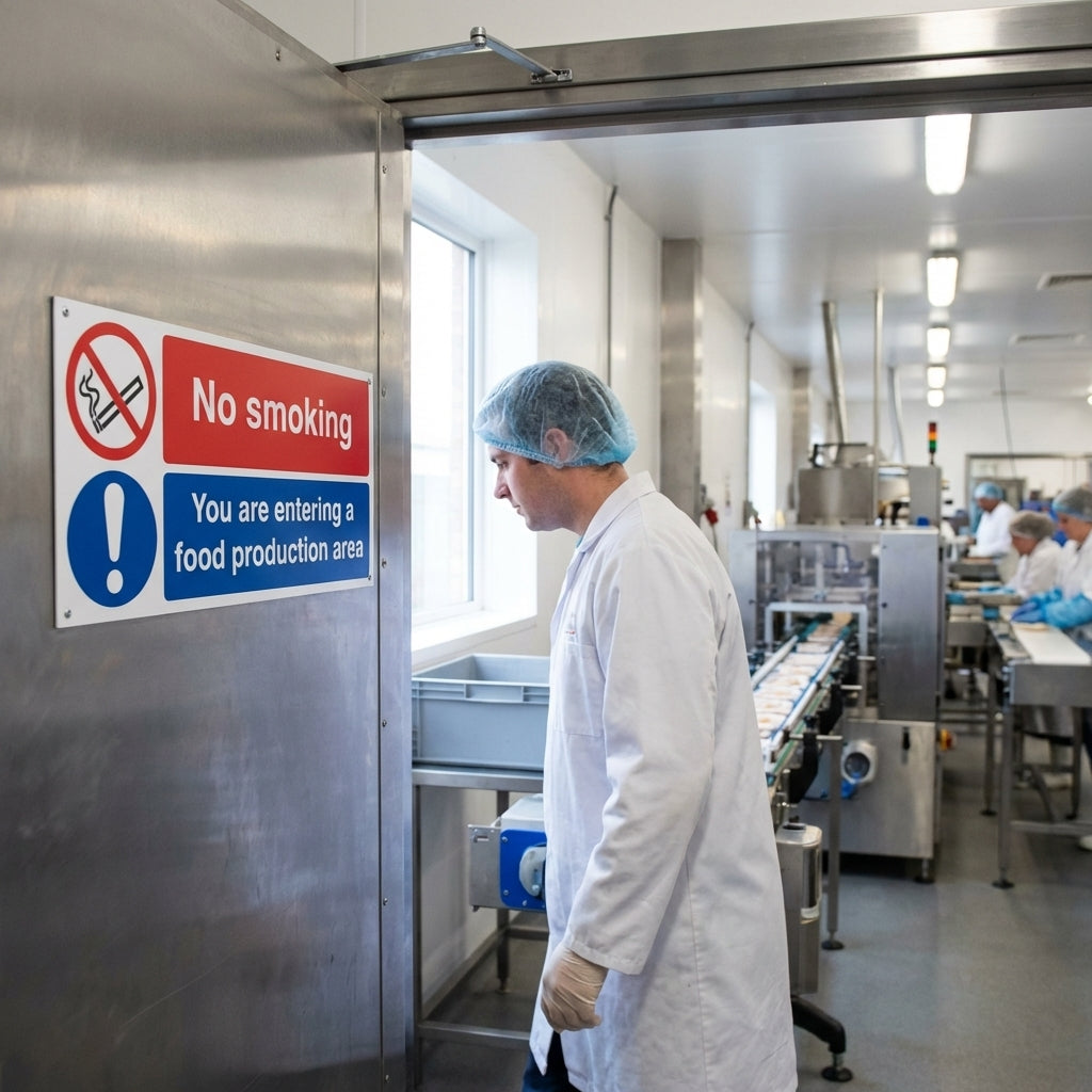 No Smoking Sign – 1mm Rigid Plastic & Vinyl – Food Production Safety – Indoor/Outdoor