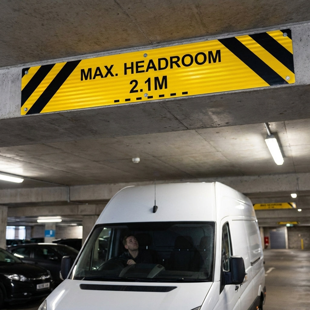 Max Headroom Sign – 1200mm x 150mm – Reflective Aluminium – Traffic Safety