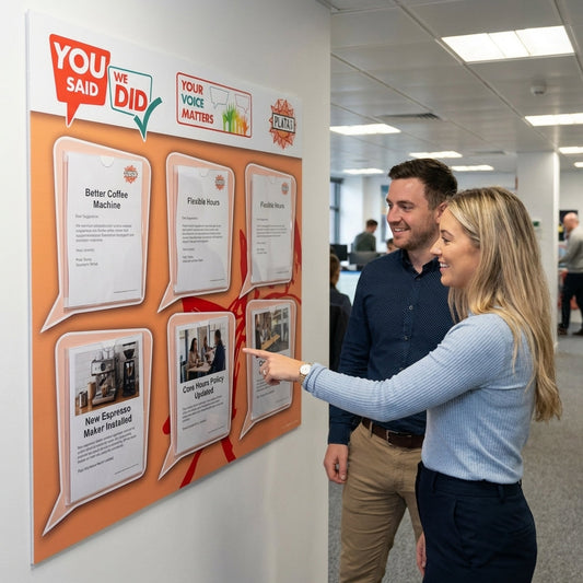 Staff Engagement Board – 1000mm x 1000mm – Durable Correx Plastic – Office Use