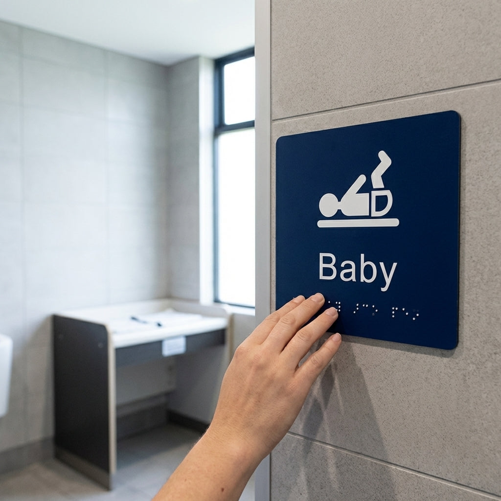 Braille Baby Changing Sign – 150mm x 150mm – 1.5mm PVC – Indoor Use