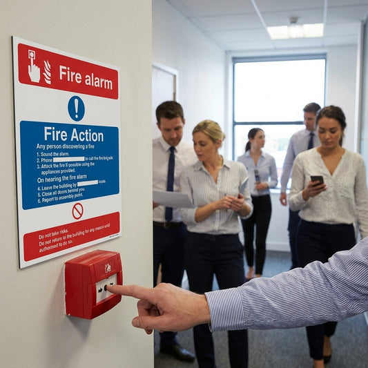 Fire Action Notice Sign – Alarm Call Point & Do Not Use Lifts – Indoor Use